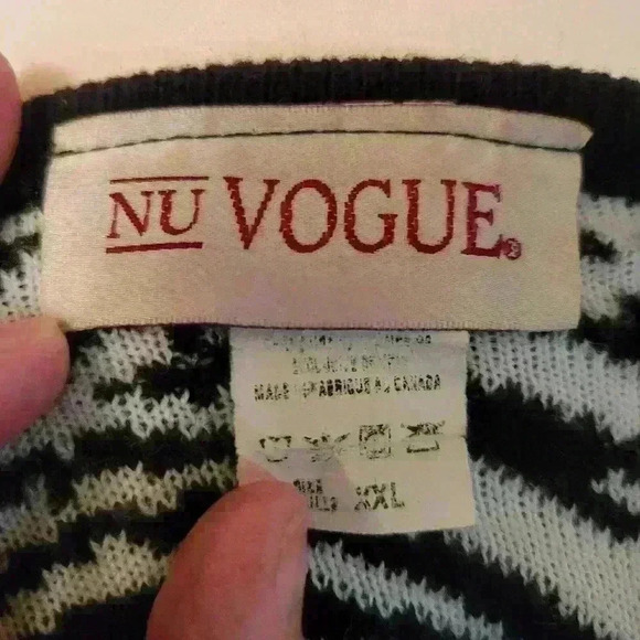 Vintage Nu Vogue Zebra Print Knit Cardigan Sweater Zip Front XXL Made In Canada - Picture 6 of 7